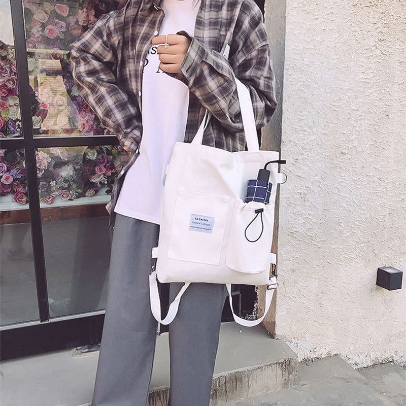 Mochila-bolso de lona para mujer