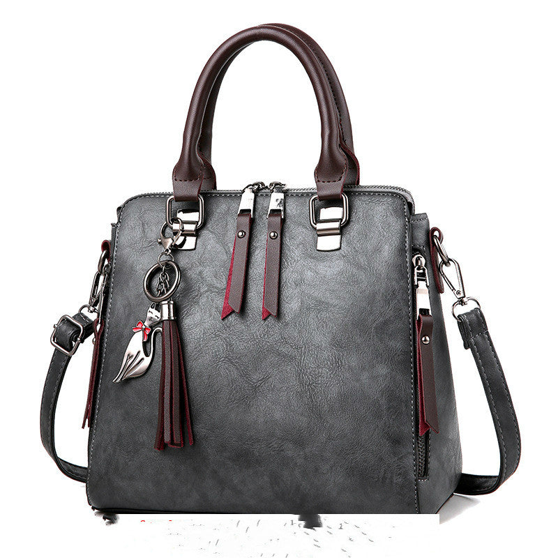 Bolso tote vintage gris oscuro