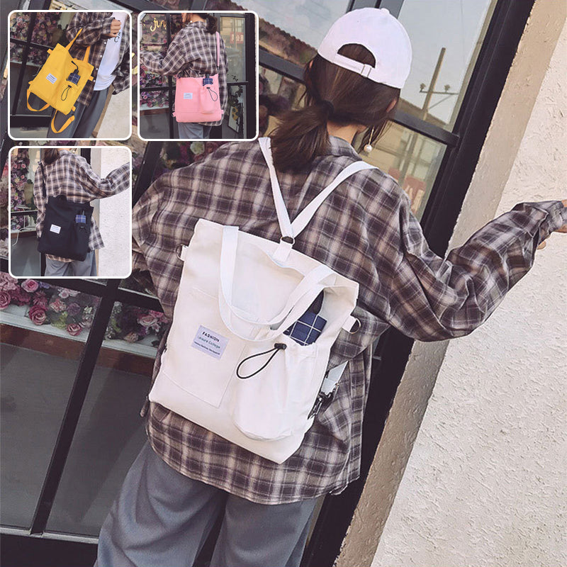 Mochila-bolso urbana de lona con bolsillos