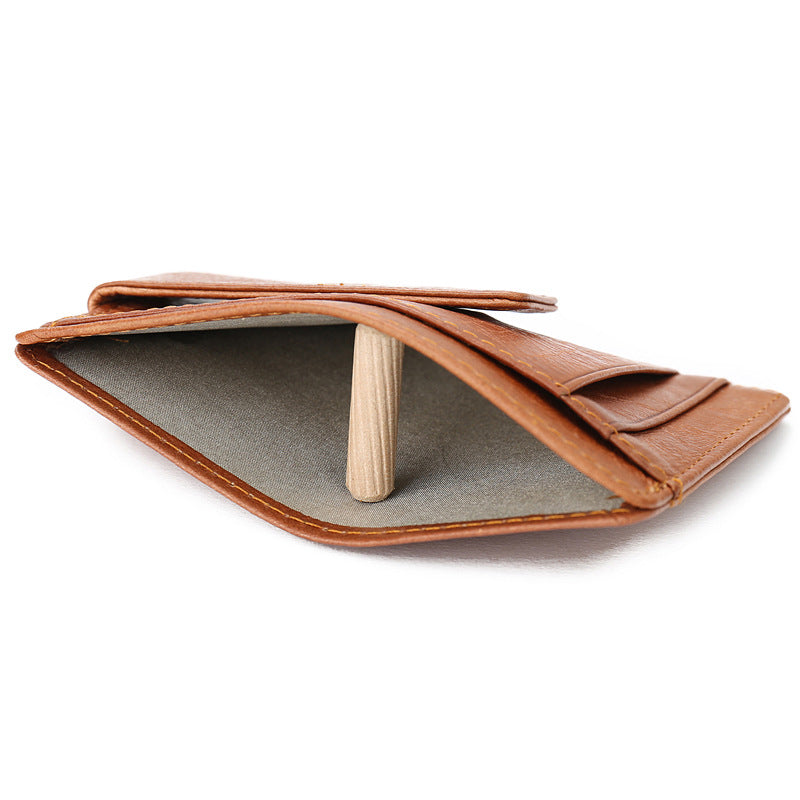 Cartera fina de piel con clip para billetes y bloqueo RFID