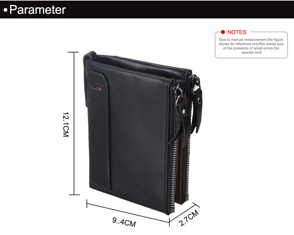 Cartera de piel de vaca abierta con tarjetero