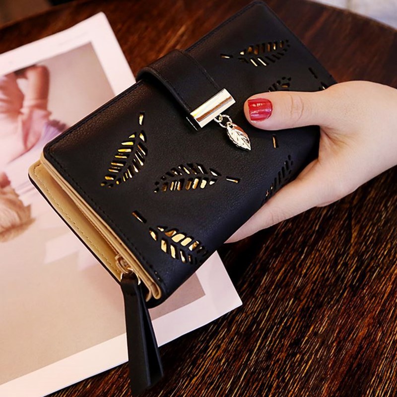 Cartera de mano de fiesta para mujer con hoja dorada