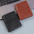 Cartera corta de piel para hombre en negro