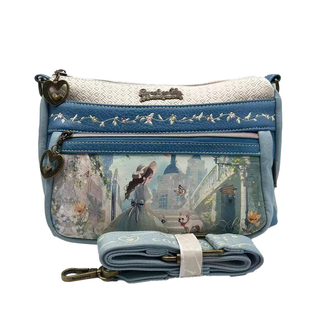 Bolso bandolera Sweet Candy acuarela en azulón