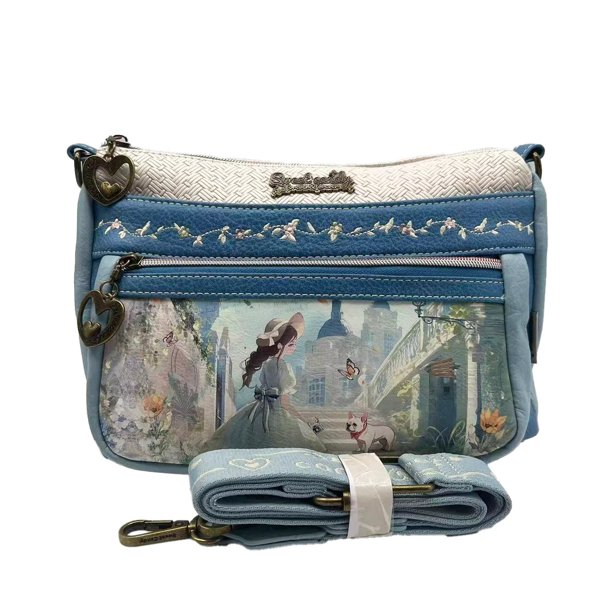 Bolso bandolera Sweet Candy acuarela en azulón