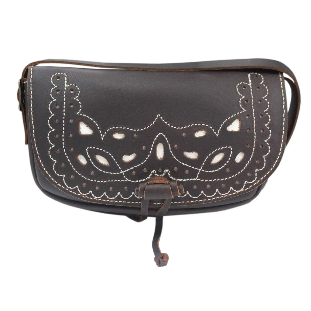Bolso bandolera de piel marrón hecho en España